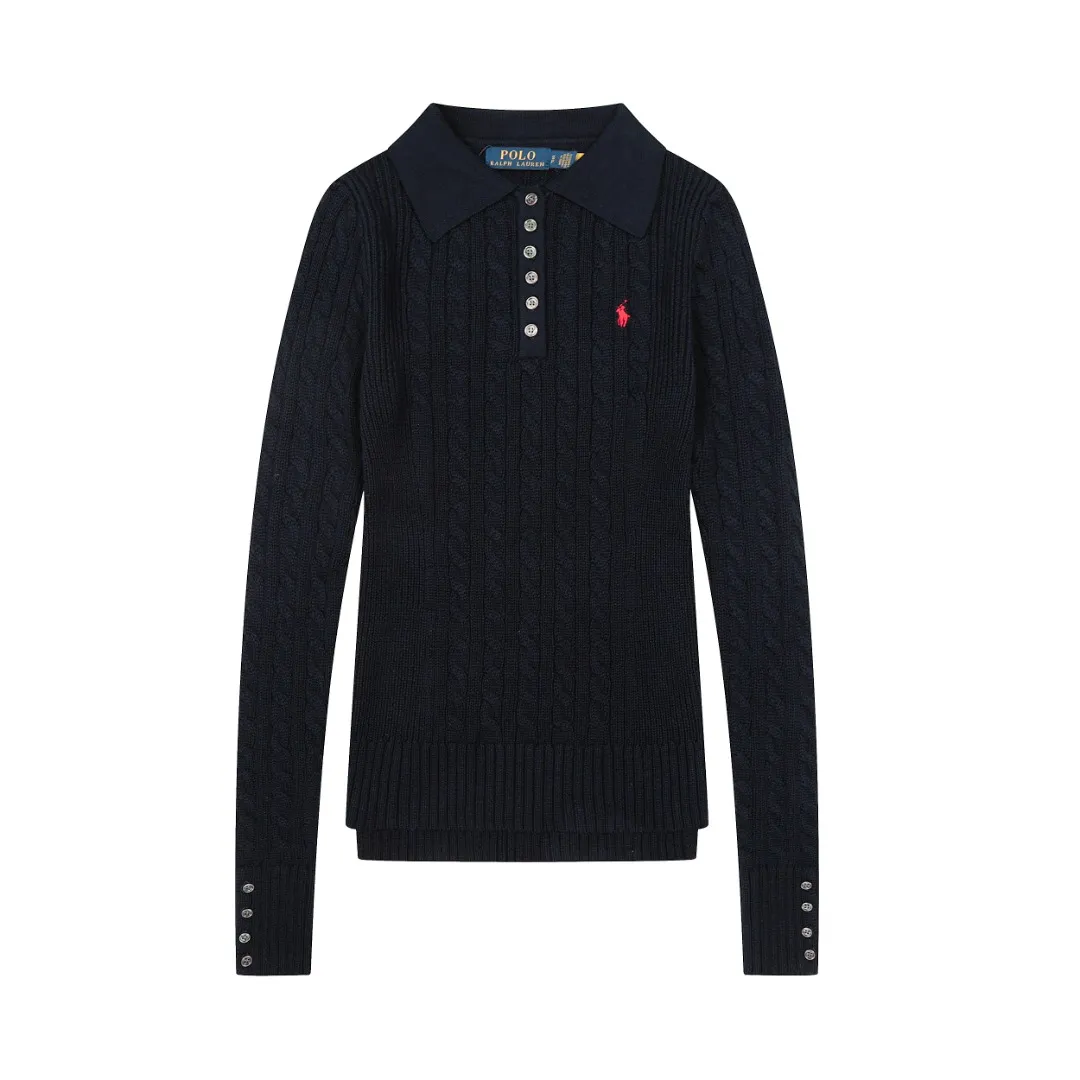 P250 top quality" Style number: DS050# (not off the shelves all year round) [Ralph Lauren lapel twist solid color basic pony embroidery logo goddess sweater] ✅Ralph Lauren Ralph Lauren goddess slim fit POLO lapel twist knit open chest autumn and winter sweater ✅Main supplier platform live broadcast Wholesale entity Wholesale entity Replenish when out of stock Not off the shelf ✅ZP quality 1:1 version Scan the code to enter the GF website Counter quality ✅Details and quality are the only one in Guangzhou. Imported quality cotton yarn, focusing on high-end, cost-effective, good quality needless to say. ✅Restore the original version. The maximum size can be worn up to 150 pounds. Loose, comfortable and stress-free. ✅The upper body is simple and easy to put on. A must-have for goddess ootd. Good-looking clothes are never picky. A must-have in the goddess's wardrobe. Size: S-XL. Color: black, milky white, gray, navy blue, burgundy.